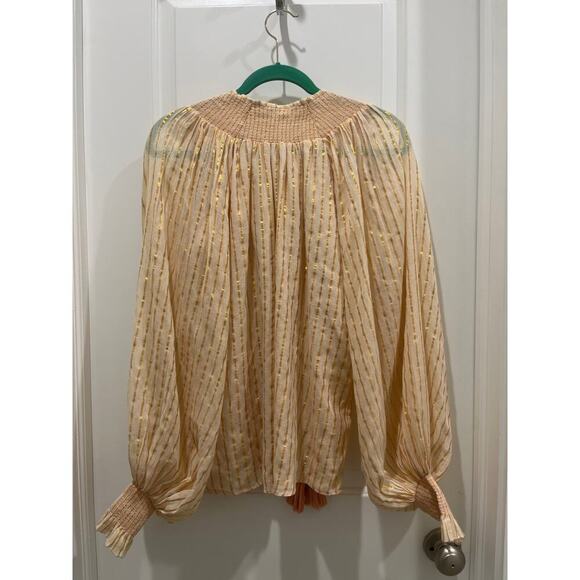 Karina Grimaldi Pink Striped Metallic V-Neck Blouse Sz XS - Picture 6 of 6